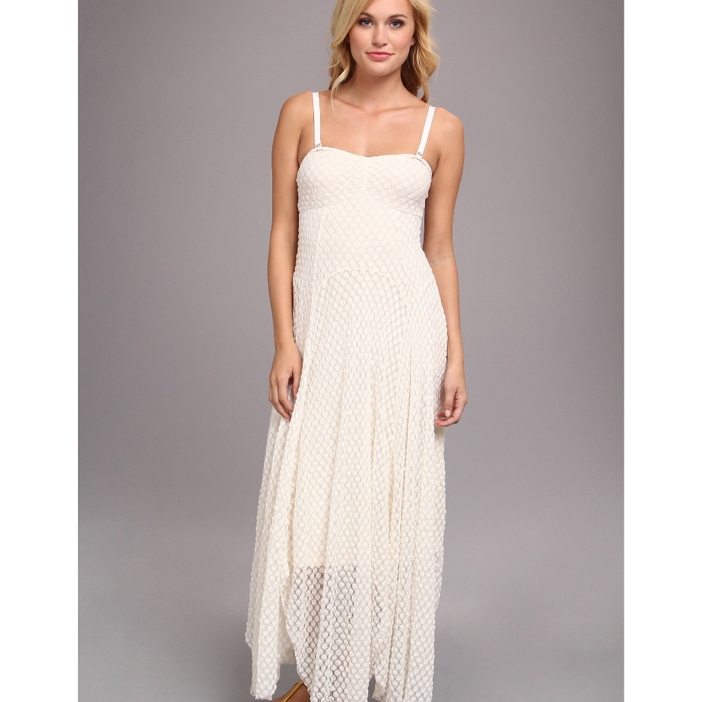 ~ Free People ~ Ivory Polkadot Maxi  SZ L  NWT